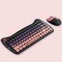 Cute Cat 2.4G USB Wireless Keyboard and Mouse Combo, Silent Keys, Candy Colors, Compatible with Notebook, PC (BlackPink-84Keys)