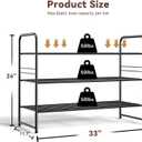 Metal Shoe Rack, 3 Tier Closet Shoe Organizer Sturdy Stackable, Shoe Storage Stand for Entryway, Garage, Bedroom, Black