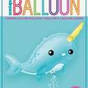 Blue Giant Narwhal Foil Balloon - 37" | Ocean Themed Party Decoration - Perfect for Birthdays, Baby Showers, or Underwater Celebrations - 1 Pc