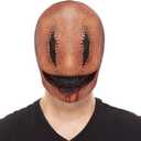 Pigmiss Halloween Smiley Serial Killer Mask Full Head Latex Scary Demon Mask Creepy Bloody Mouth Sutured Eyes Halloween Cosplay Costume Horror Movie Props