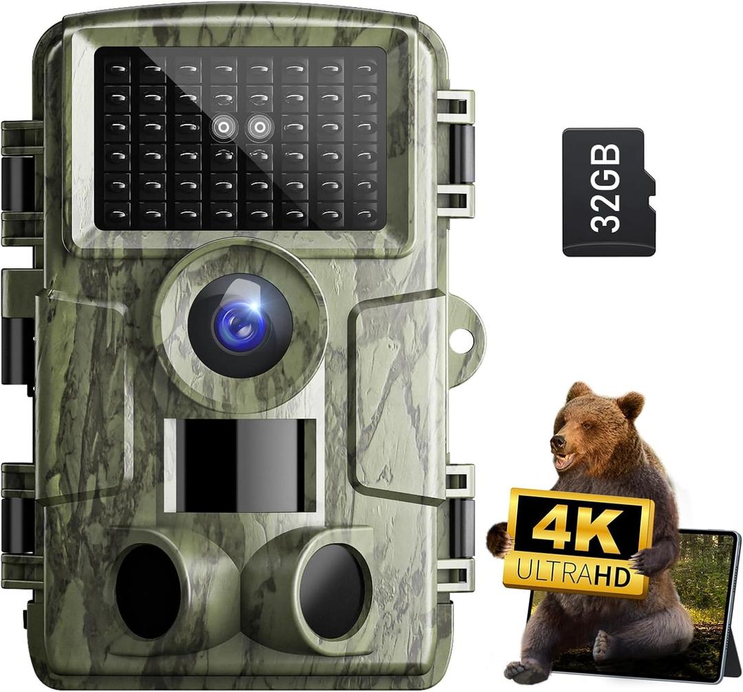 Trail Camera: with Night Vision 4K 48MP 130Wide-Angle Game Camera0.05s Trigger Motion Activated Hunting Camera 98ft IR Sensing IP66 Waterproof,for Outdoor Wildlife Surveillance & Home Security