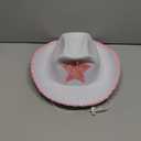 GiftExpress White Felt Cowgirl Hat with Pink Sequin Star, Country Themed Party Cowboy Dressup Play Costume Hat For Teens & Adults