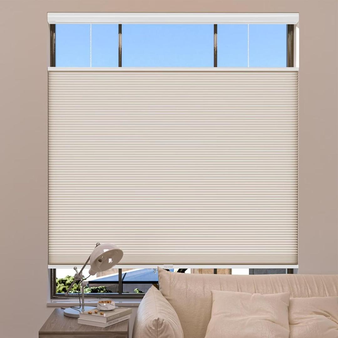MYshade Top Down Bottom Up Shade Cordless Cellular Shades Blackout Blinds for Indoor Windows Room Darkening Window Blinds & Shades Easy to Install 24" W X 50" H (Beige)
