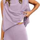 Nirovien Women 2 Piece Outfits Workout Sets Summer Matching Lounge Set Tunic Tops and Biker Short Sets, Medium