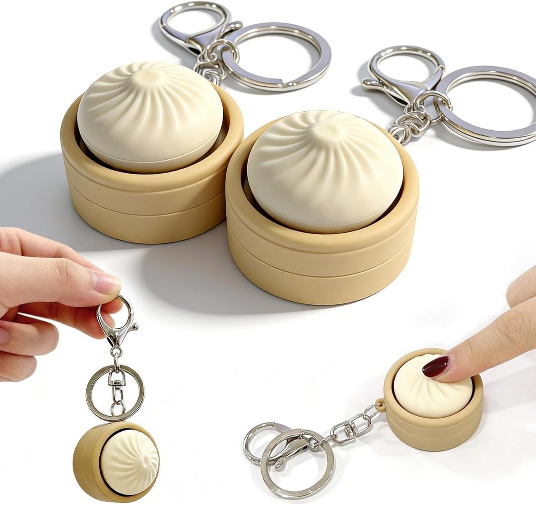 2 Pack Dumpling Keyboard Fidget Toy Crisp Sound,Creamy,Stress Relief Fidget Clicker Keychain,Quiet Anxiety Toys for Adults at Work, Travel, Home Anxiety Relief & Focus Boost