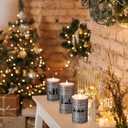 Baquler Nativity Candle Set of 3, Flameless LED Pillar Candles with Christian Hymn Sheet, Battery Operated Christmas Candles for Home, Church, Religious Holiday Table Decorations (4.9'', 5.9'')