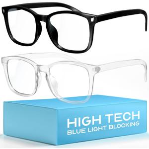 livho High Tech Blue Light Glasses - Advanced up to 99% Blue Light Blocking Computer Glasses - Screen Fatigue & UV Protection (*B1 Light Black+clear)