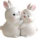 Cute Rabbit Decorative Bookends, Resin Unique Book Ends to Hold Books Heavy Duty Book Holder Organizer Stopper for Home Decor Bookshelf Office Desk Gift Decoration Anti-Slip 1 Pair (Little Bunny)