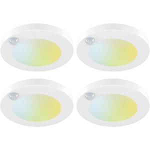 4 Inch Field Selectable 5CCT LED Motion Sensor Ceiling Light, 120V Wired Closet Light, 10 Watts, 600Lm, CRI80+, Non-dimmable, ETL Certified, Wet Location, Round/White, 4 Packs
