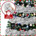50FT Silver Tinsel Christmas Garland Metallic Twist Garland Shiny Hanging Tinsel for Christmas Tree Party Supplies Indoor Outdoor Home Xmas Decoration (Silver)