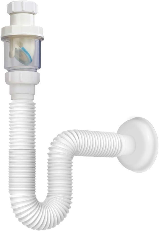 1-1/4 Inch Expandable Flexible 17-42 Inch Universal Kitchen Sink Sewer Drain Pipe Tube S Trap, Bathroom Vanity Sink Drain Plumbing P Trap Tubing