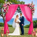 MODFUNS Hot Pink Sheer Curtains Chiffon Backdrop Curtains 29x120 Inch 2 Panels Sheer Drapes Curtain for Parties Wedding Arch Draping Fabric 10 FT Tulle Curtain Swag Stage
