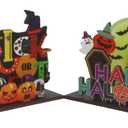 2 x 2PCS Halloween Decorations IndoorHalloween Party Supplies,Home Office Decor(Scarecrow, Pumpkin, Castle, Bat, Skull)