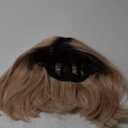 NOBLE Light Pink Bob Wigs for Women T Part HD Lace Front Wigs Colored Ombre Blonde Synthetic Long Bob Wigs for Party and Daily Use (Light Pink with Dark Root Color) (12.5 Inch (Pack of 1))