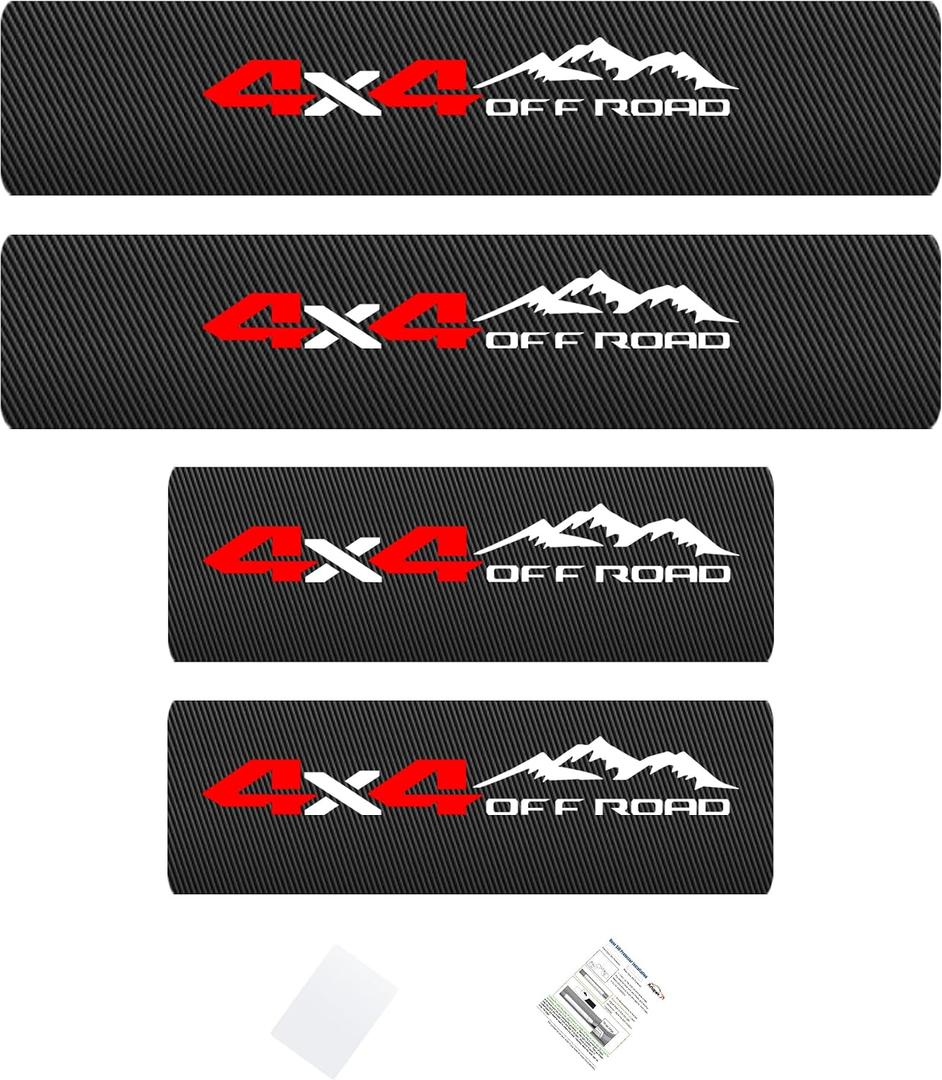 Door Sill Protector Compatible with Ford Bronco 4 Door 2021-2026 - Carbon Fiber Style, 4 Pack - Scratch & Dust Protection