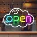 Super Bright Open Signs for Business, 16.5"x 10.2" LED Open Neon Sign, Electric Light up Sign with 12V Adapter & ON/OFF Switch, Rainbow Open Sign LED for Window Stores Restaurants Offices Shops Bar Cafe