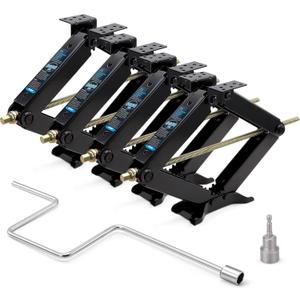 Kohree 9500lbs RV Stabilizer Jacks for RV Travel Trailer Camper, Set of 4, Heavy Duty Scissor Jacks Kit with Crank Handle and Drill Bit, Max Lifting Height 24"