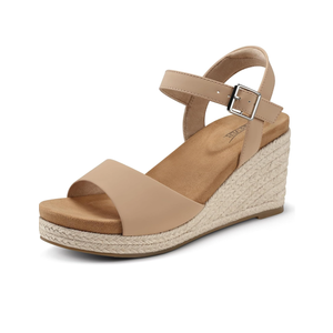 SHIBEVER Women's Wedge Platform Sandals: Espadrille Dressy Comfortable Summer Open Toe Ankle Strap Buckle Women Sandal 8.5