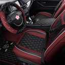 SanQing Car Seat Covers Full Set, Super Luxurious Heavy Universal Duty Waterproof Leather Automotive Vehicle Cover for Cars SUV Pick-up Truck, Non-Slip Seat Pink Car Accessories (Full Set/Wine Red)