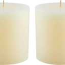 Mister Candle Non Scented Pillar Candle, Unscented 4 x 4 Inch Candles (Set of 2) Hand Poured Ivory Unscented Candles for Home Decor, Premium Wax, Smokeless & Dripless, 80 Hour Burn Time