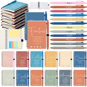 Kosiz 12 Sets/24 Pcs Easter Christian Gifts Bulk Inspirational Prayer Journal Christian Scripture Notebook with Bible Pen Religious Church Gift for Mothers Day Women Men Dad (Classic,Morandi)