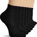DHSO 7 Pairs Cushioned Ankle Compression Socks for Women Plantar Fasciitis Running Wicking Socks with Arch Support(7-Black,Small-Medium)