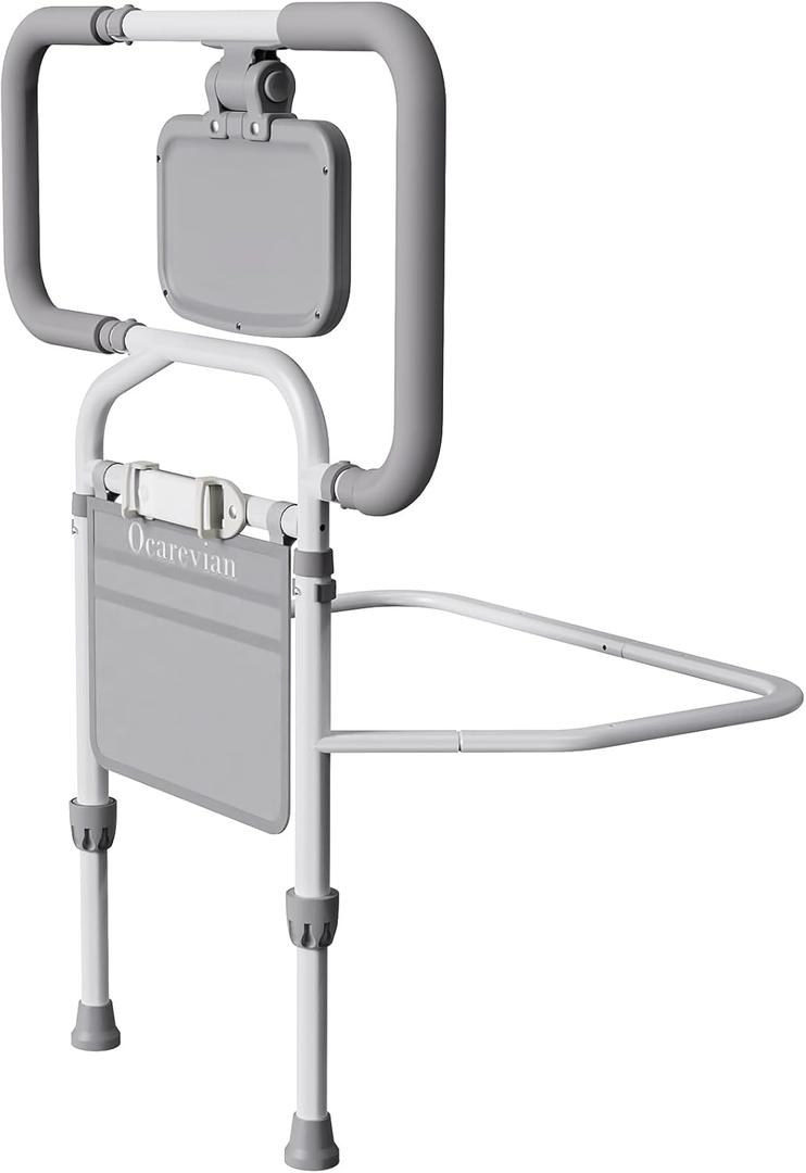 Bed Rails for Elderly Adults Safety, Adjustable Bed Cane for Seniors, Extendable Assist Handle with Side Table, LED Light & Carry Bag, Fits Queen, King, Twin Mattresses (Grey)