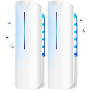 Fruit Fly Traps Indoor for Home: Plug in Mosquito Bug Zapper Gnat Moth Catcher with 9W Night UV Light, 2 Devices 20 Sticky Glue Board Refills for Indoors Flying Insect Trap