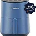 3.5qt Air Fryer Mini, Tempered Glass Control Panel, 8 Preset Functions, Quick and Easy Meals, Compact, Quiet, Non-Stick, Dishwasher Safe, Blue