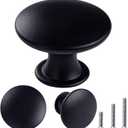 30 Pack Delicate Design Round Antique Black Kitchen Cabinet Knobs Cupboard Door Knobs 1.18-INCH Black Drawer Handle Pulls Dresser Knobs with 30 Pcs Screws for Bathroom Drawer Door Hardware