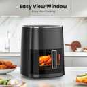 Air Fryer, 6QT Square Airfryer with Visual Window, 400F Fast Heating Air Fryers Oven with Timer, Auto-Off, Non Toxic & Non Stick, Multiple 12 Modes for Roast, Bake, Dehydrate, Fry, Reheat, Black