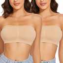 WOWENY Wireless Strapless Bandeau Bra for Women Padded Seamless Padded Bralette with Support Tube Top Bras (S)