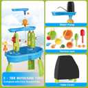 Dolanus 3-Tier Water Table for Toddlers with Pump, Table Cover - Sand Activity Sensory Playset, Summer Outdoor Outside Pool Backyard Beach Toys for Kids Age 1 2 3 4 5 8 Year Old Boys Girls