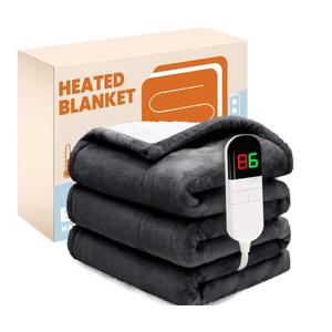 Electric Heated Blanket,Flannel & Sherpa Heated Throw Blanket 50"x60",Fast Heating Soft Fleece Blanket with 8 Heating Levels & 8H Auto Off - Grey