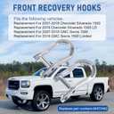 Front Recovery Tow Hooks Replacement for 2007-2019 Chevy Silverado GMC Sierra 1500 in Chrome Replace 84072462