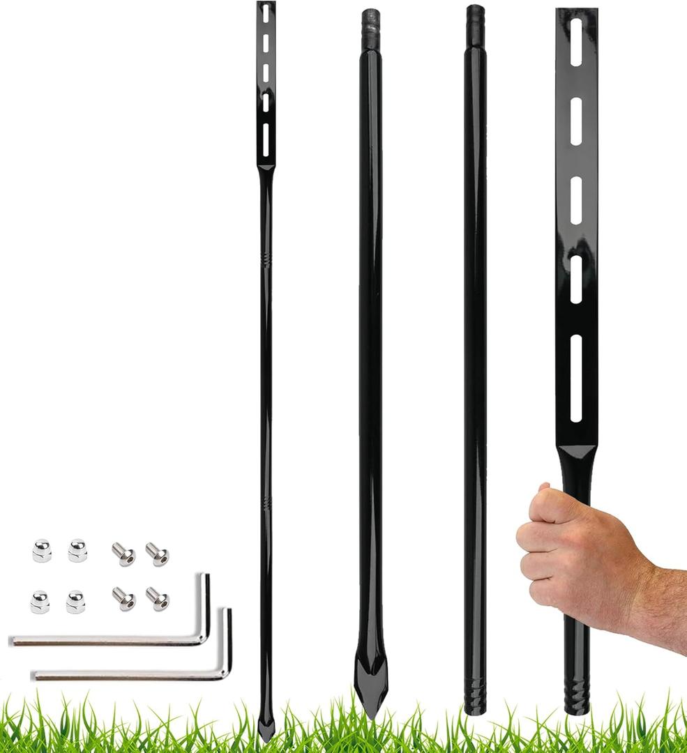 2Pack Metal Stakes for Yard Signs, 54 Inches Heavy Duty Metal Posts, with Hardware, Black