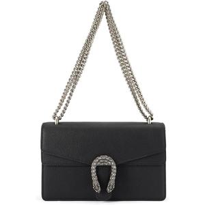 Genuine Leather Shoulder Bag Chain Purse for Women-Fashion Crossbody Bags, Evening Handbag Underarm Bags Satchel (Black)