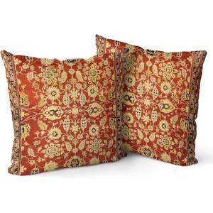Boho Pillow Covers 16"x16" Set of 2 Monaco Red Bohemian Carpet Double Sided Pattern Linen Pillowcases Cushion Cover for Farmhouse Couch Sofa Bed Decorative, Only Pillowcase (Boho Style 10)