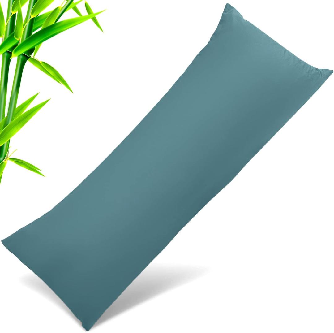 Body Cooling Pillow Cases Cover, Bamboo Rayon Pillowcases with Zipper Closure, Cool and Breathable Pillow Case for Hot Sleepers and Night Sweats, 20x54 inches, Teal