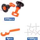 Tile Leveling System Kit with 200pcs Tile Leveler & 4 Special Wrenches & 1000pcs 2mm Tile Spacers