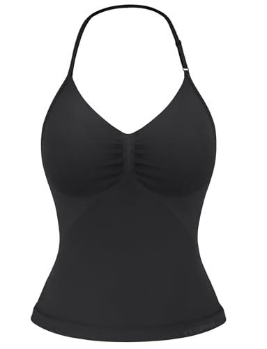 YEOREO SoftHue Impact Longline Strappy Top Women's Halter Workout Tank Tops Backless Gym Longline with Adjustable Strap Black S