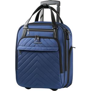 VANKEAN Carry On Underseat 16-inch Multi-functional Underseater Lightweight Overnight Suitcase with Wheels, Roller Case for Men Women Travel Business, Blue