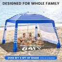 Zeraty Beach Cabana 8'8', Portable Beach Canopy with Side Wall, UPF 50+ Silver-Coated Beach Tent Sun Shelter Easy Pop Up, Wind Resistant Adjustable Height Beach Umbrella Tent for Family, Navy Blue