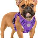 Hipubby Dog Harness Small Sized Dog, No Pull Pet Harness with 2 Metal Rings and Control Handle, Adjustable Soft Dog Vest with Reflective Strips, Easy Walking and Training for Small Dogs, Purple, XS
