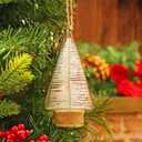 2 x Christmas Tree Ornaments, Set of 3 Mini Glass Tree Shaped Hanging Decorations with Twine and Cork Base, Festive Xmas Decor for Christmas Tree, Holiday Home Party Decor