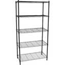 BIRDROCK HOME 5-Tier Wire Shelving, Flat Black, Heavy Duty Shelf, Wide Adjustable Rack Unit, Kitchen Storage,  Dimensions: 36" Width x 18" Depth x 72" Height