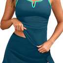 Tempt Me Women Tankini Swimsuits with Skirt Teal Green L