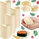 Newtay 500 Pcs Bamboo Boat Plates for Appetizer 5.5" Disposable Wooden Charcuterie Boat Leaf Small Sushi Serving Tray Food Dishes Container Bowl for Catering Home Hawaiian Wedding Party Supplies