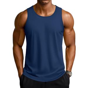 TACVASEN Men's Workout Tank Tops Sleeveless UPF 50+ Summer Sun Shirts Quick Dry for Running Swim Gym Beach (X-Large, Navy)