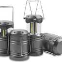 Lichamp LED Camping Lantern, 4 Pack Battery Powered Flashlight for Power Outages, Portable Collapsible Hanging Light Essential for Home, Outdoor, Emergency Lamp Survival Kit Gear for Hurricane, Gray